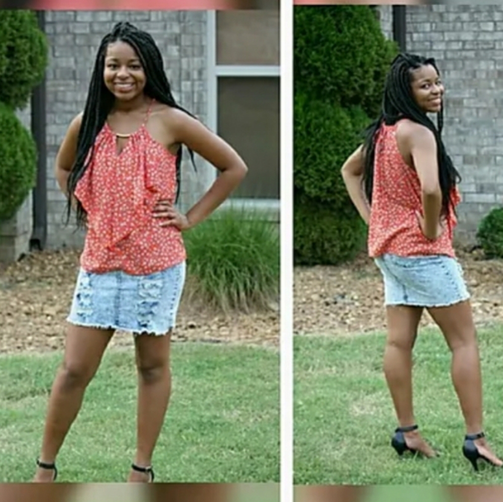 Distressed Denim Mini Skirt by Jess
